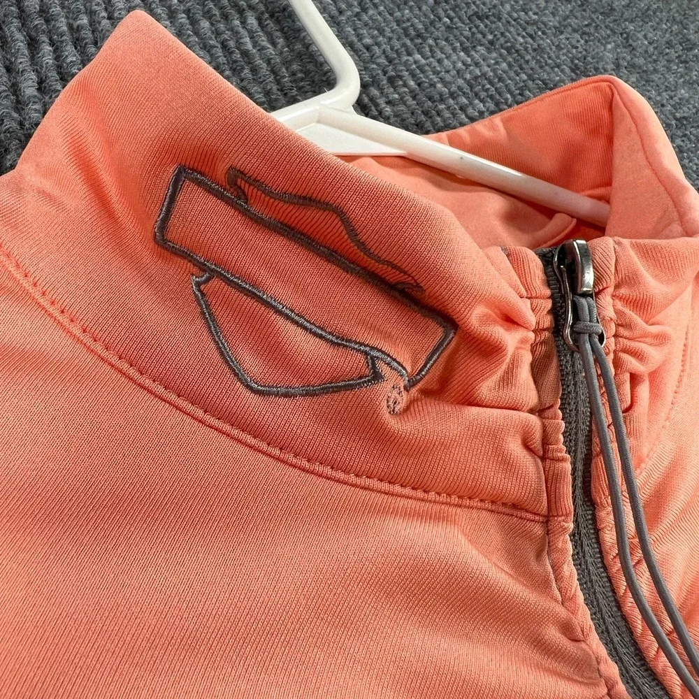 Harley Davidson Daytona Beach Pullover Shirt Womens Small Orange 1/4 Zip Biker